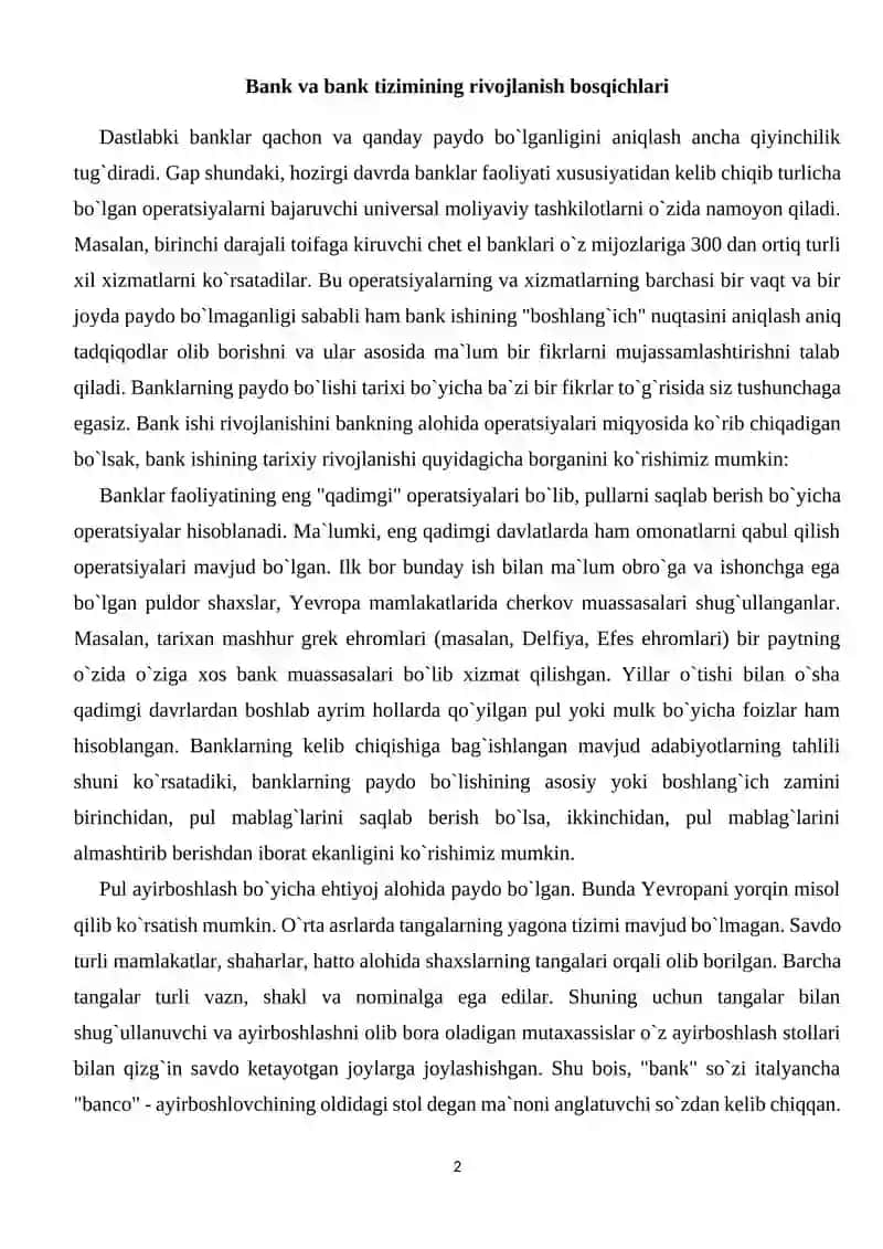 Banklarning kelib chiqishi va bank tizimi 2