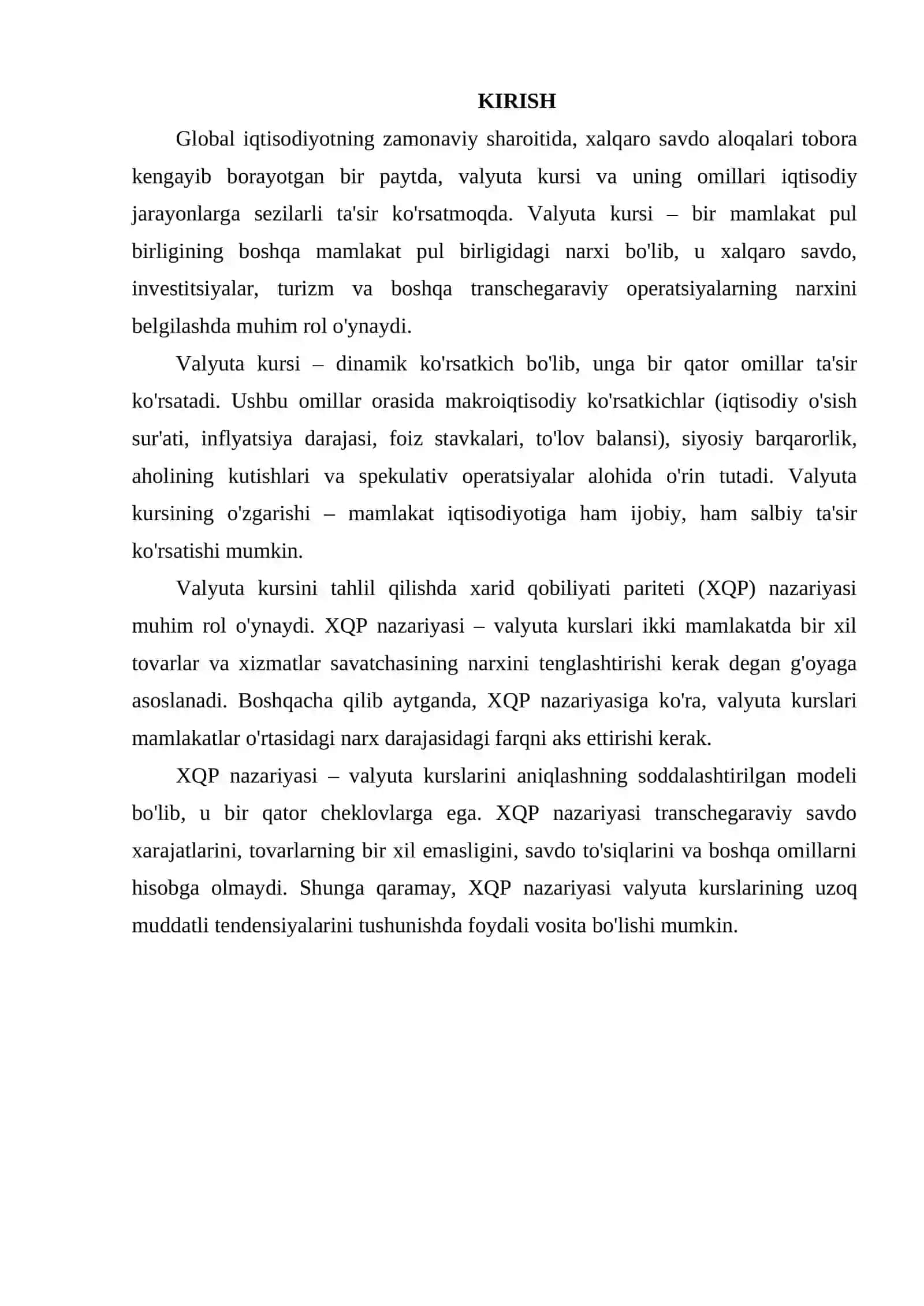 VALYUTA KURSI VA XARID QILISH PARITETI 2