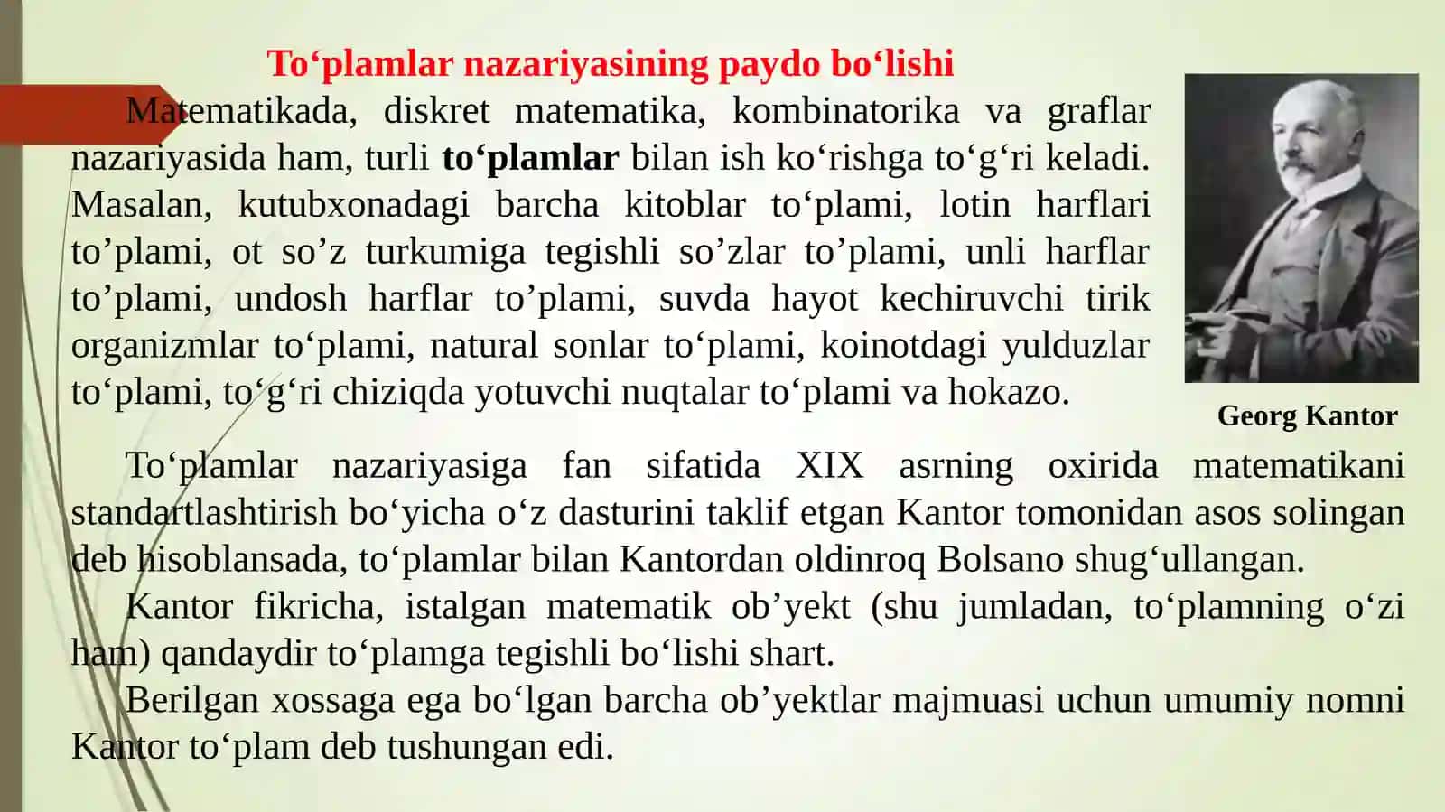 To‘plamlar va ular ustida amallar. To‘plam tushunchasi 2