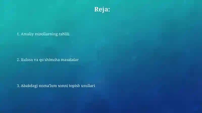 Abakdagi noma'lum sonni topish usullari 2