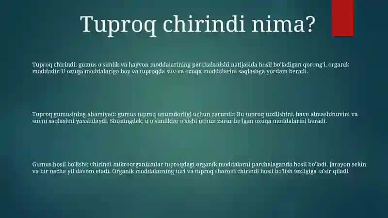 Tuproq Gumusi Va Unumdorligi 2