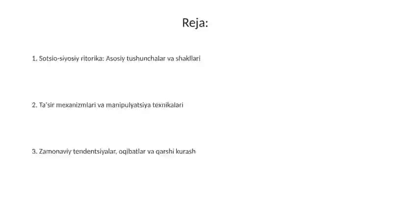 Sotsio-siyosiy ritorika: Asosiy tushunchalar va shakllari 2