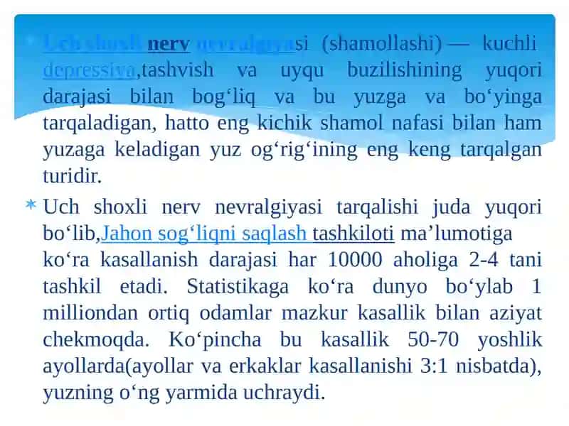 Uch shoxli nerv nevralgiyasi(shamollashi) 2