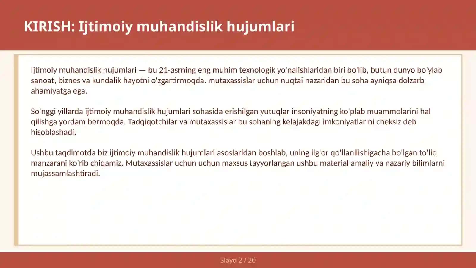 IJTIMOIY MUHANDISLIK HUJUMLARI 2