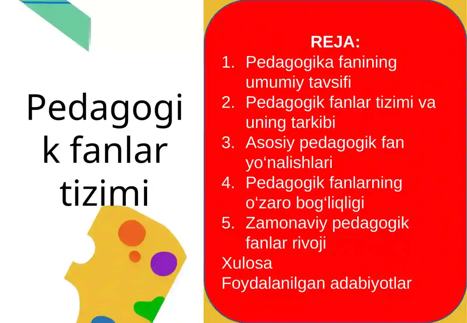 Pedagogik fanlar tizimi 2