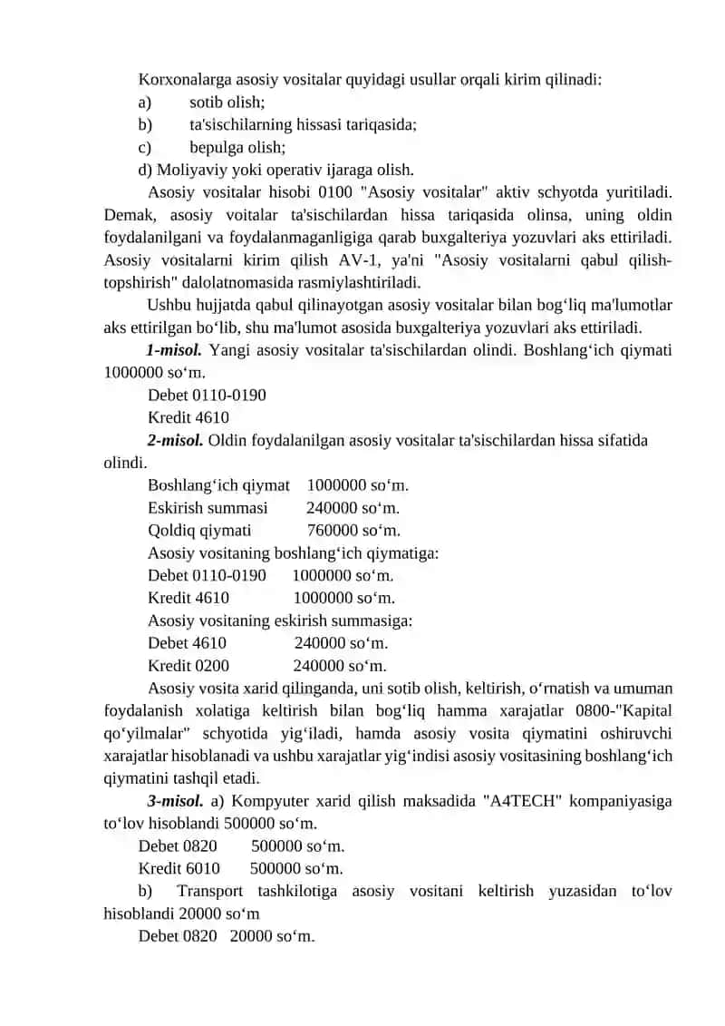 Biznes jarayonlari va ularning hisobi 2