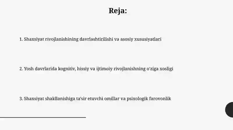 Shaxsiyat Rivojlanishi 2