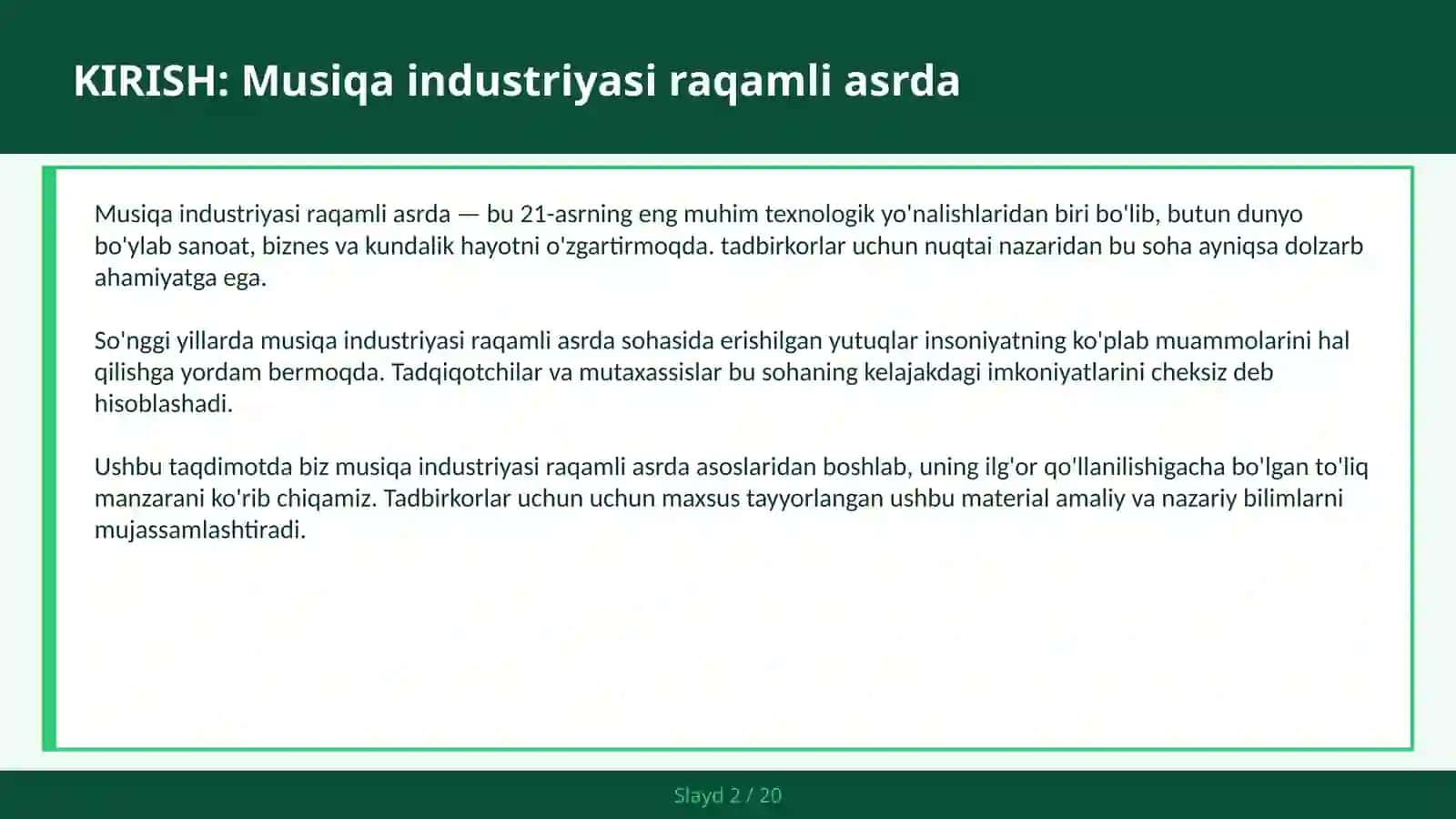 MUSIQA INDUSTRIYASI RAQAMLI ASRDA 2