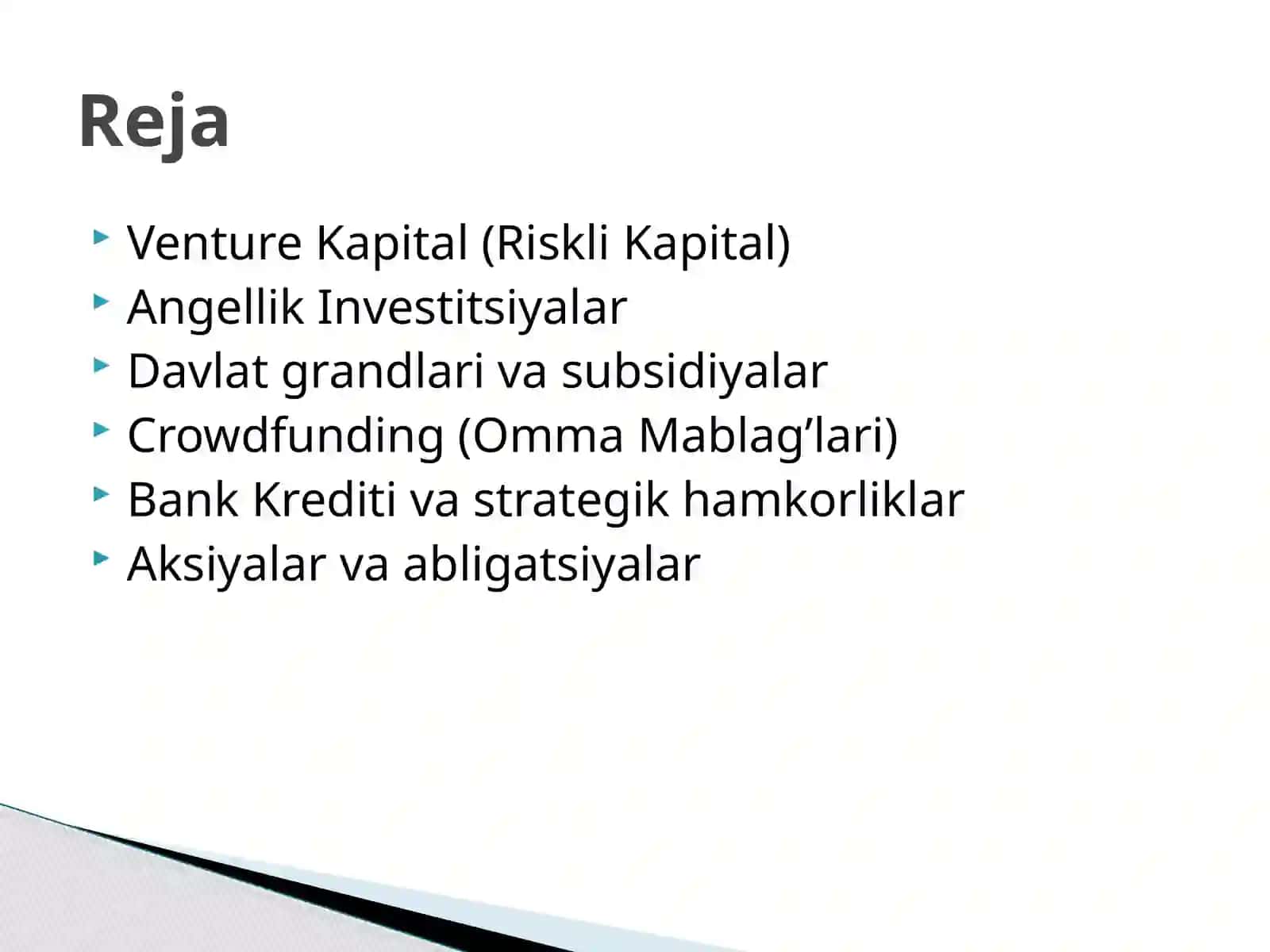 Innovatsiyalarni moliyalashtirish 2