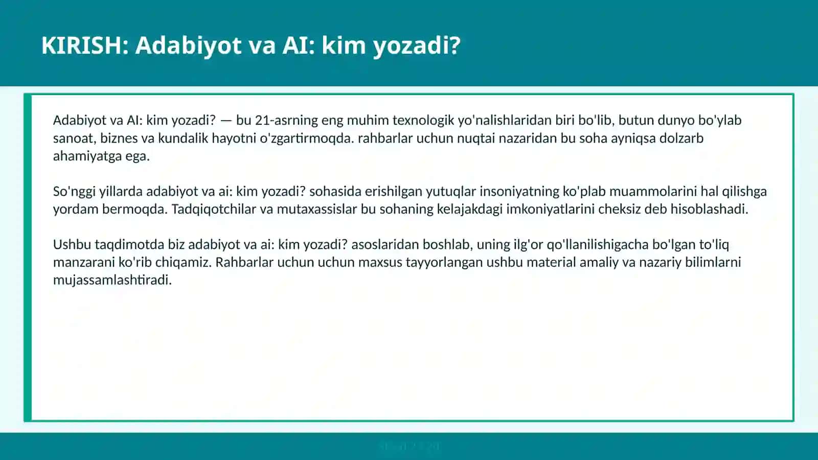 Adabiyot va AI: kim yozadi? 2