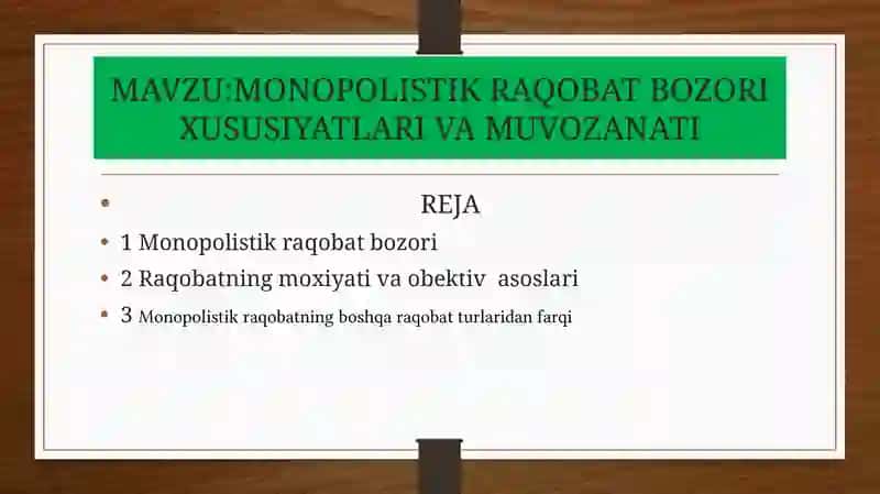 MONOPOLISTIK RAҚOBATLAŞGAN BOZOR 2