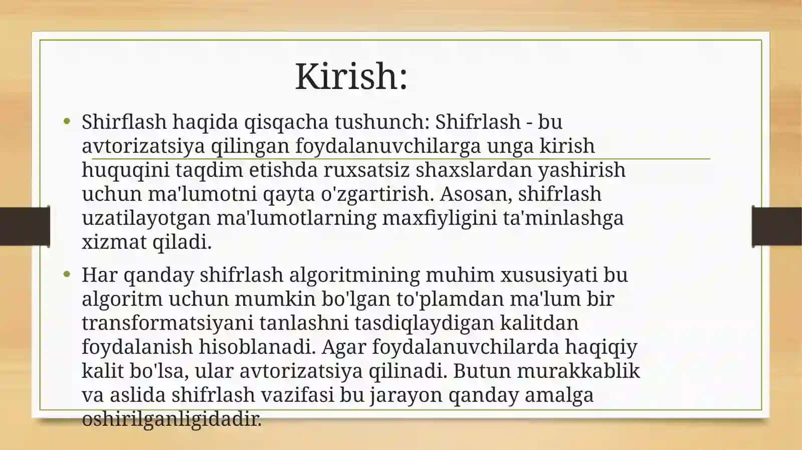 Shifrlash usullari va ularning qo’llanilishi. Simmetrik va assimetrik algoritmlari 2