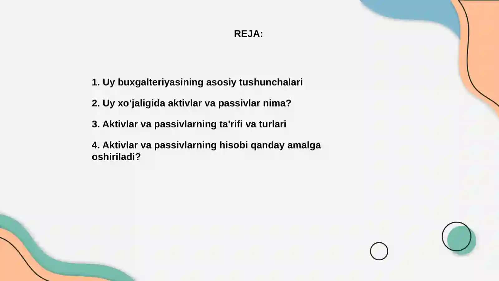 Moliyaviy savodxonlik asoslari fanidan 2