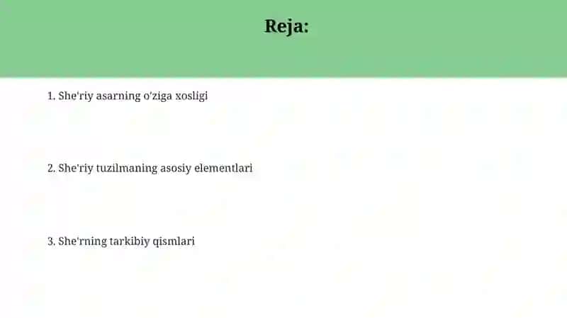 She'riy asarning o'ziga xosligi 2