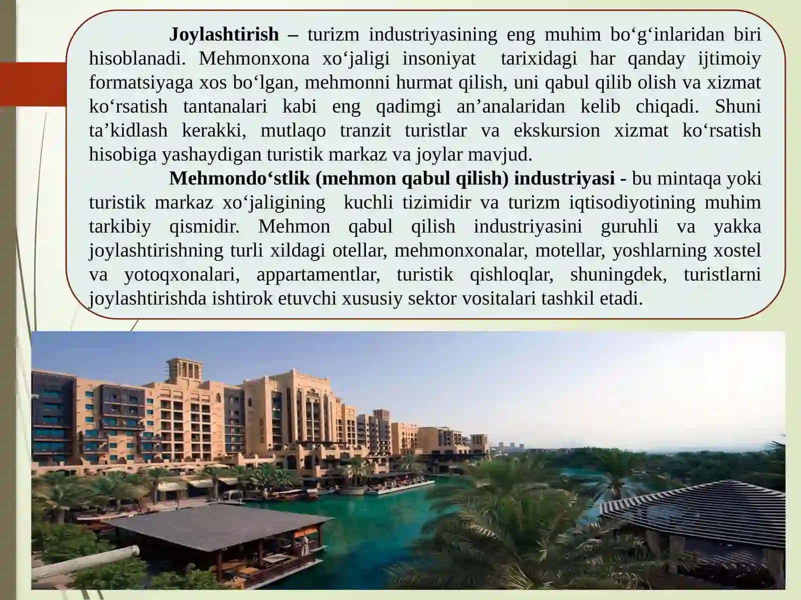 TURIZM SOHASIDA JOYLASHTIRISHXIZMATLARI 2