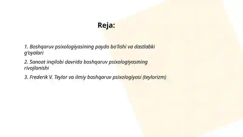 Boshqaruv psixologiyasining tarixi 2