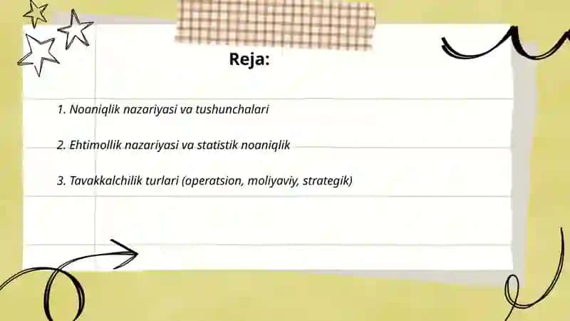 Noaniqlik va tavakkalchilik 2