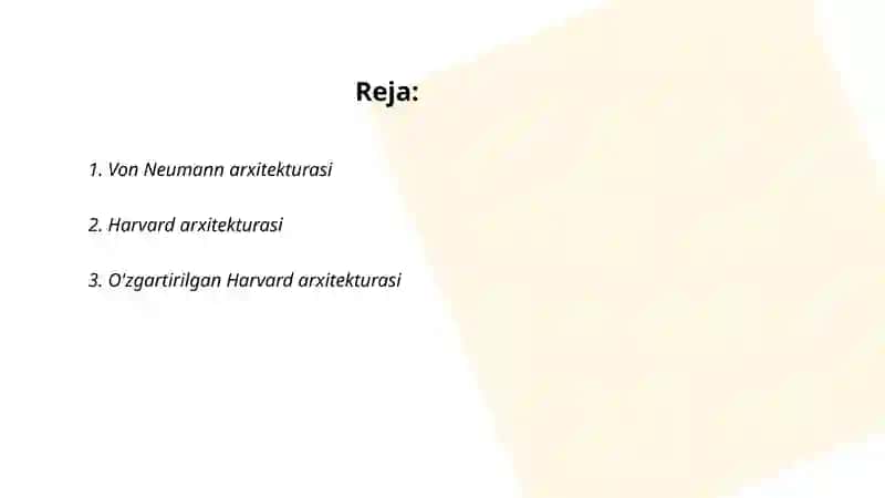 Mikrokontrollerlar arxitekturasi turlari 2