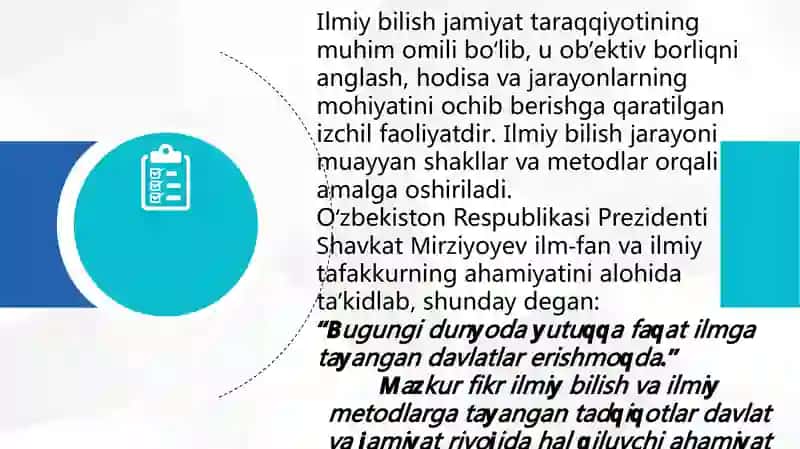ILMIY BILISHNING SHAKLLARI VA METODLARI 2