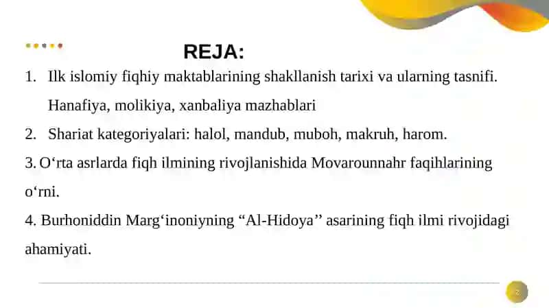 Ilk islomiy fiqhiy maktablar 2