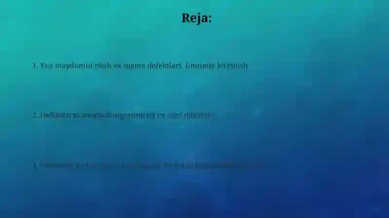Yuz maydonini olish va tugma defektlari 2