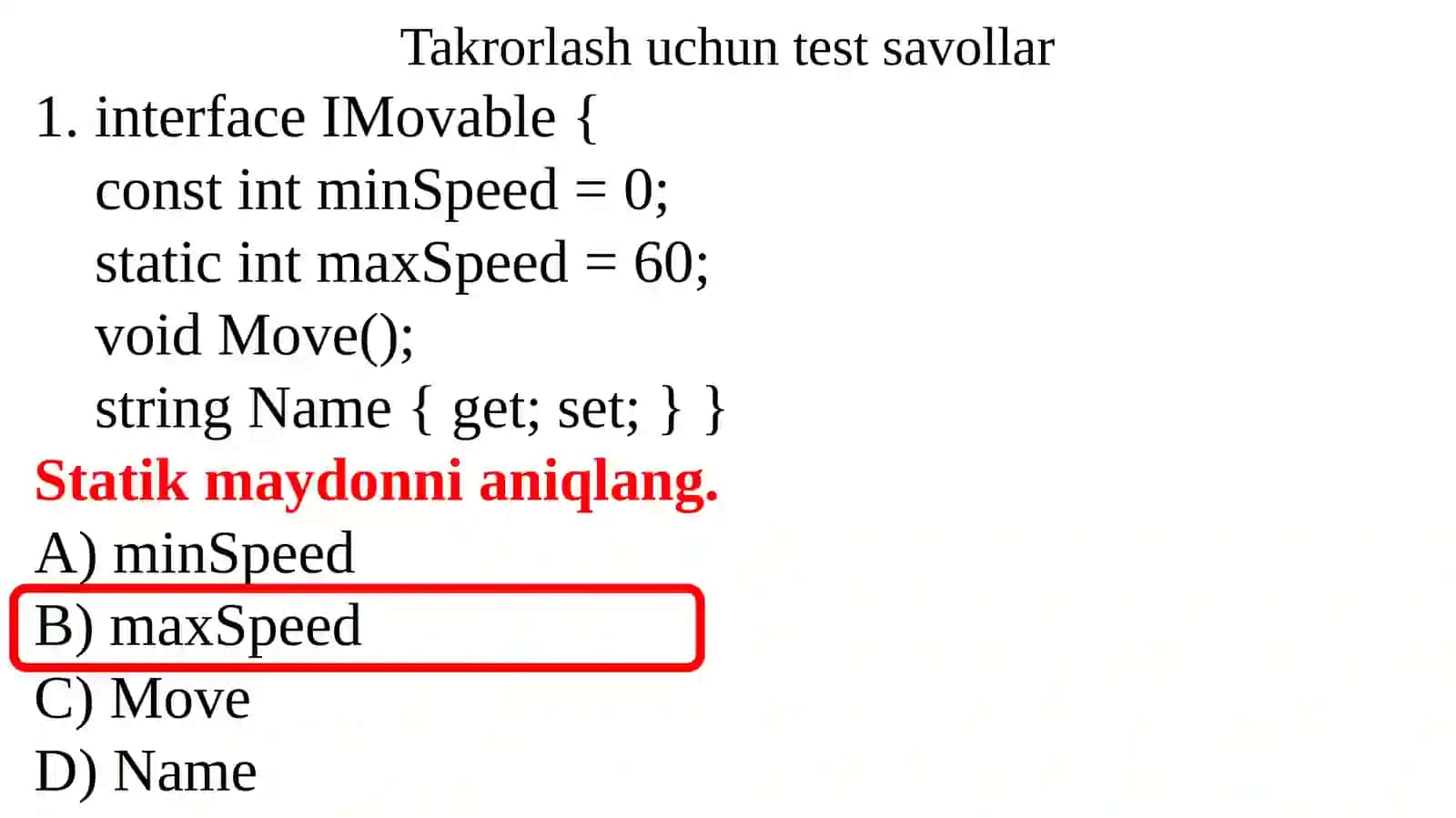8-Ma`ruza:C# tilida umumlashtirish 2