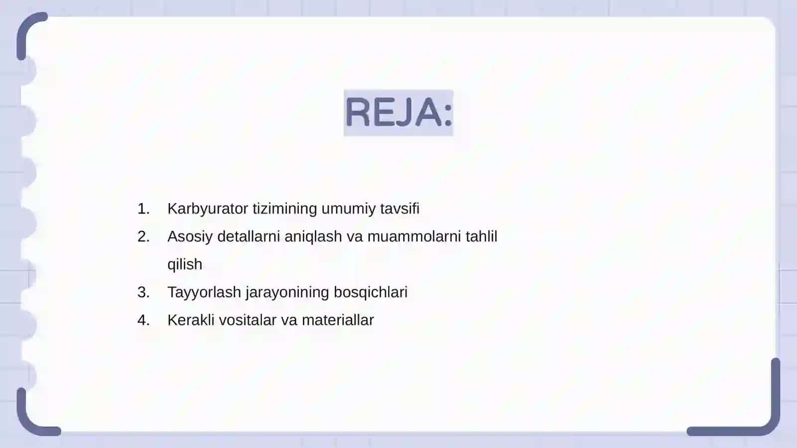 Karbyurator tizimdagi asosiy detallarni ta’mirlashga tayyorlash 2