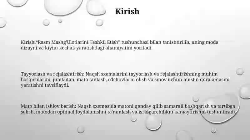 Rasm Mashg'Ulotlarini Tashkil Etish 2
