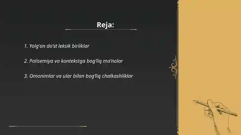 Yolgʻon doʻst leksik birliklar 2