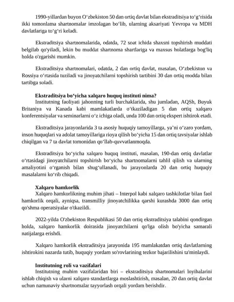 Xalqaro xuquqdta ekstradisiya instituti 2