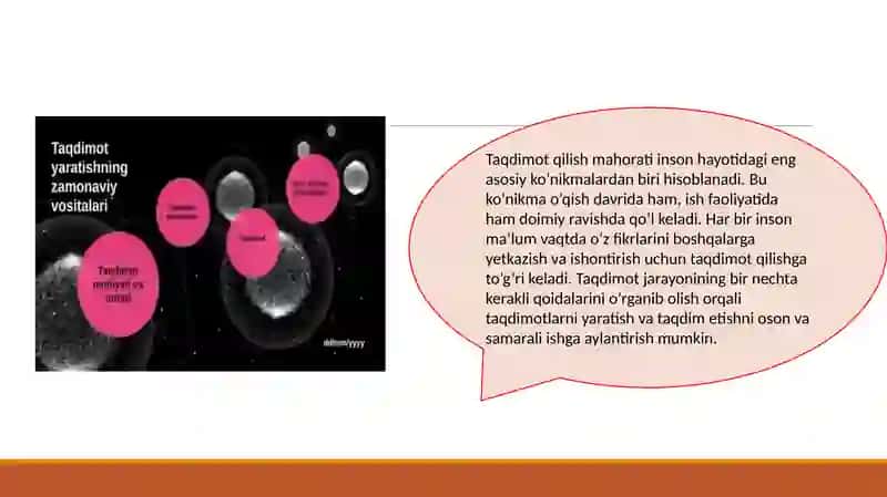 Taqdimot tayyorlash va taqdim etish usullari va vositalari 2