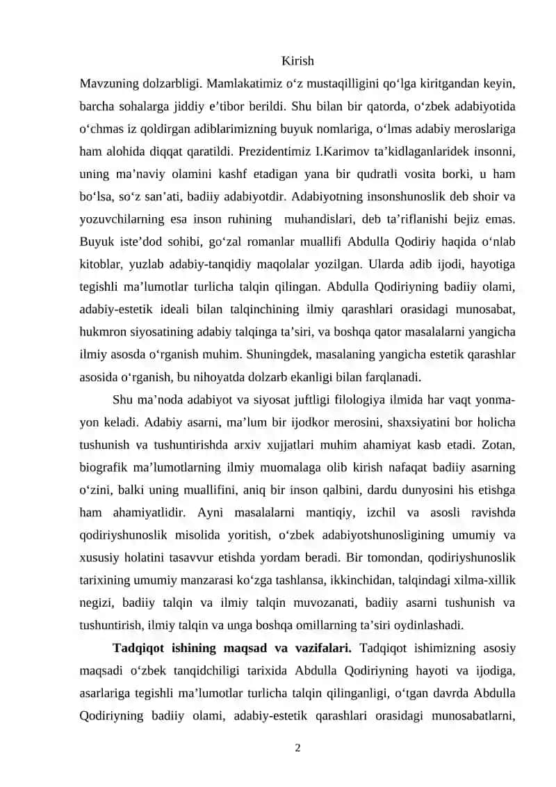 ABDULLA QODIRIY IJODONING O’RGANILISHI 2