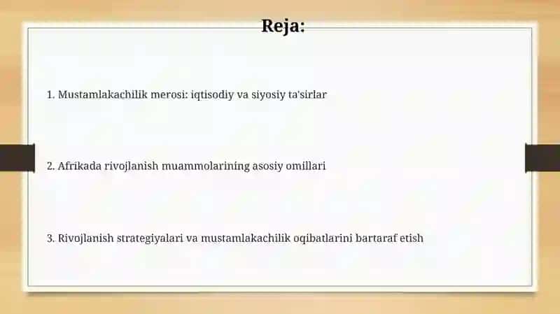 Mustamlakachilik muammolari Afrikada 2