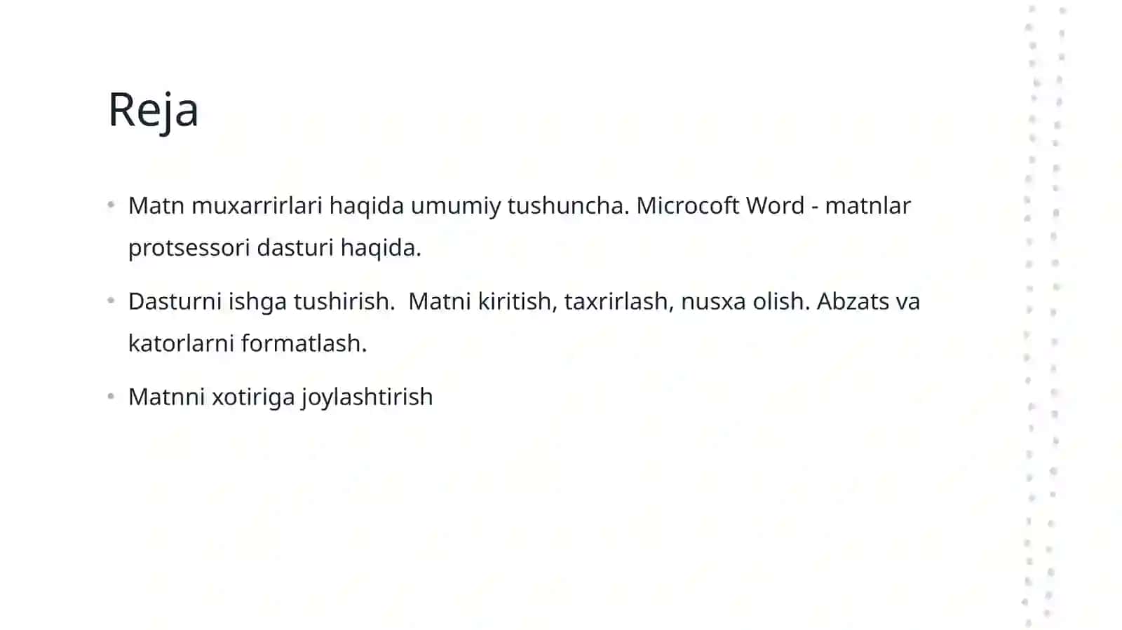 Matinli malumotlarni qayta ishlash dasturining imkoniyatlari 2