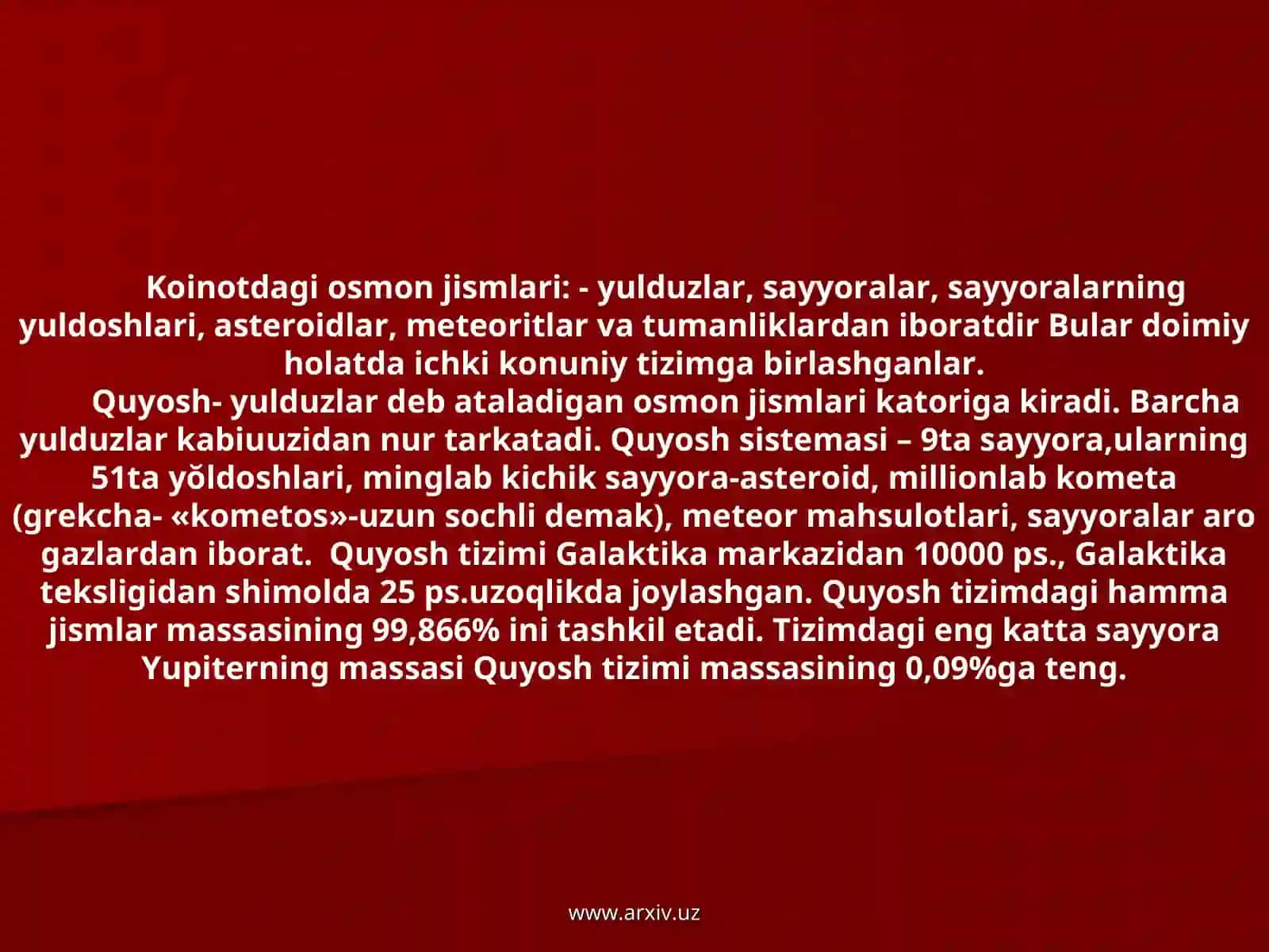 Quyosh va osmon jismlari 2