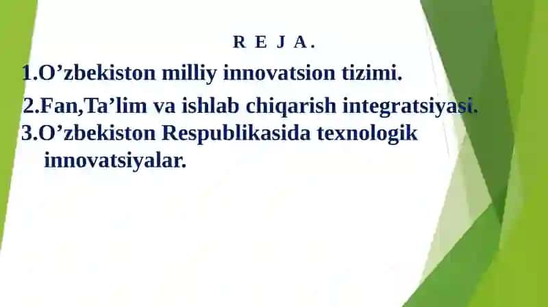 O’zbekiston milliy innovatsion tizimi 2