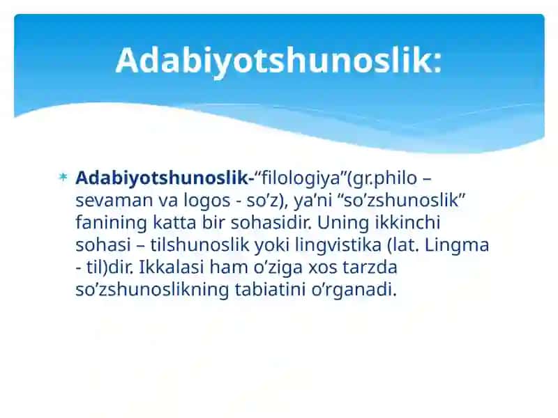 ADABIYOTSHUNOSLIK –FAN 2