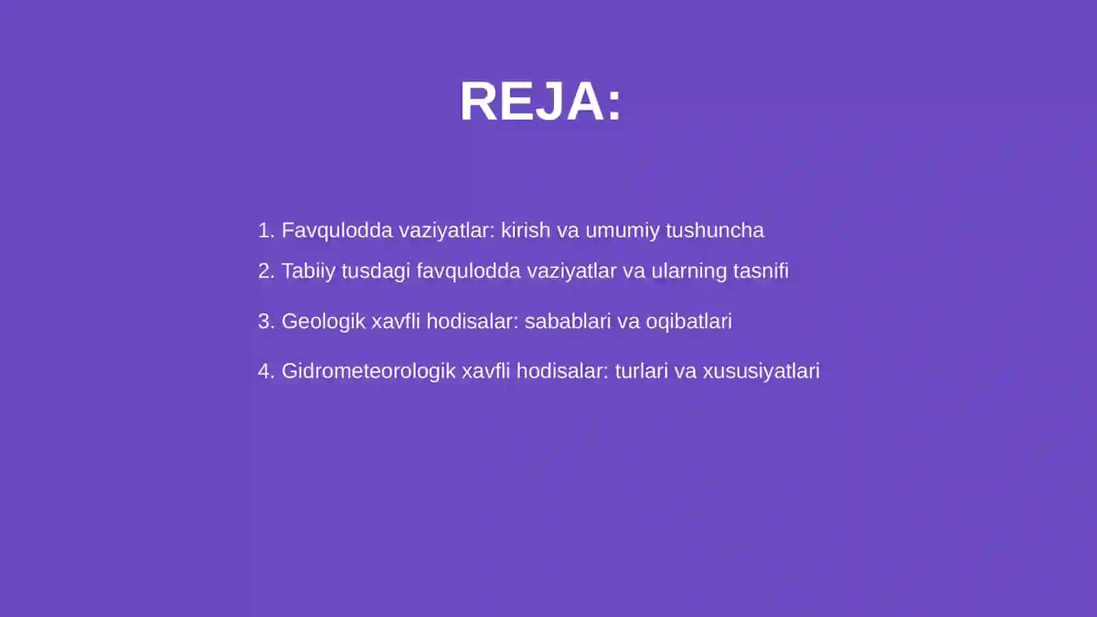 Favqulodda vaziyatlar, ularning tasnifi, va tavsifi 2