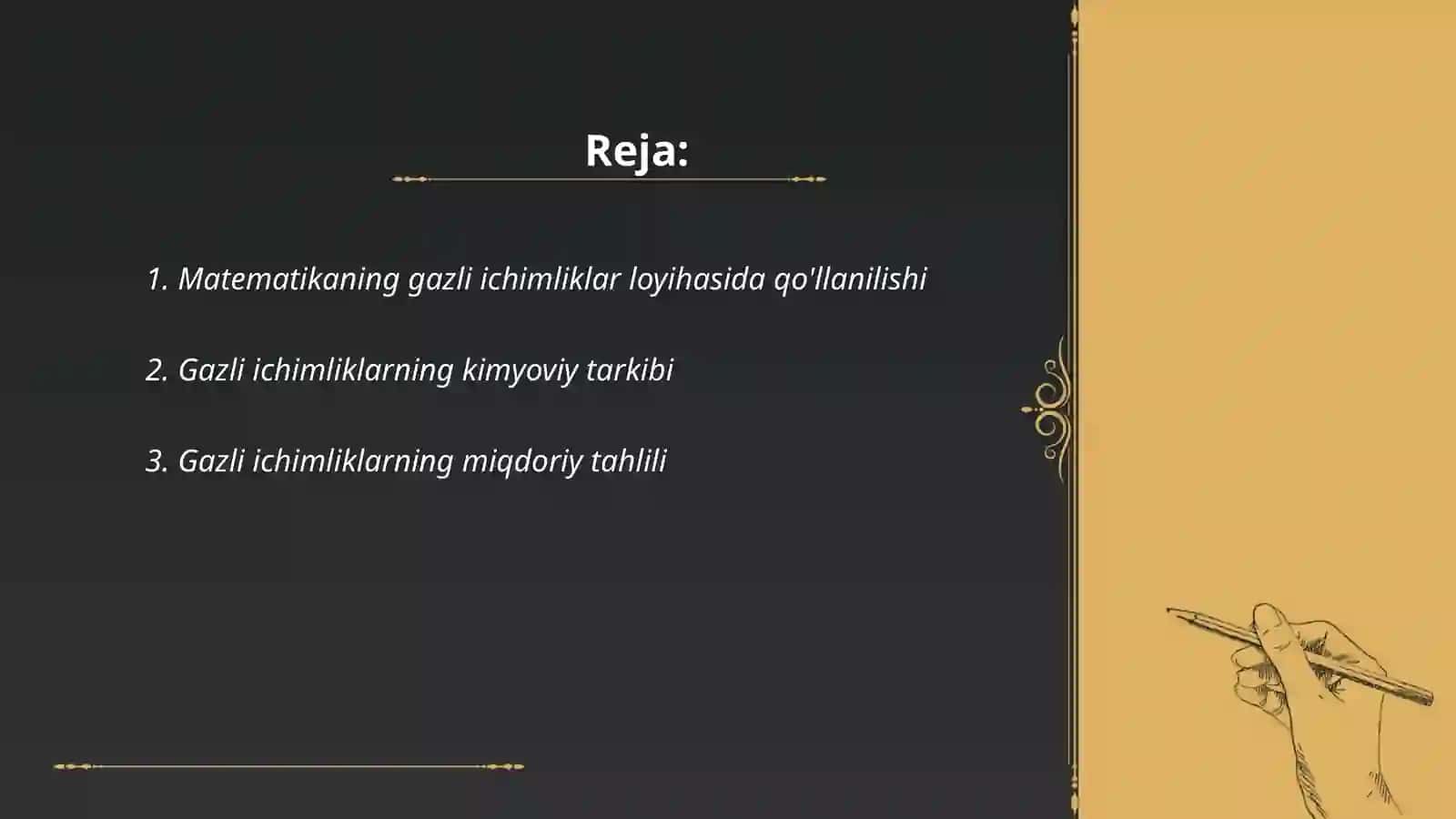 LOYIHA ISHI GAZLI ICHIMLIKLAR 2