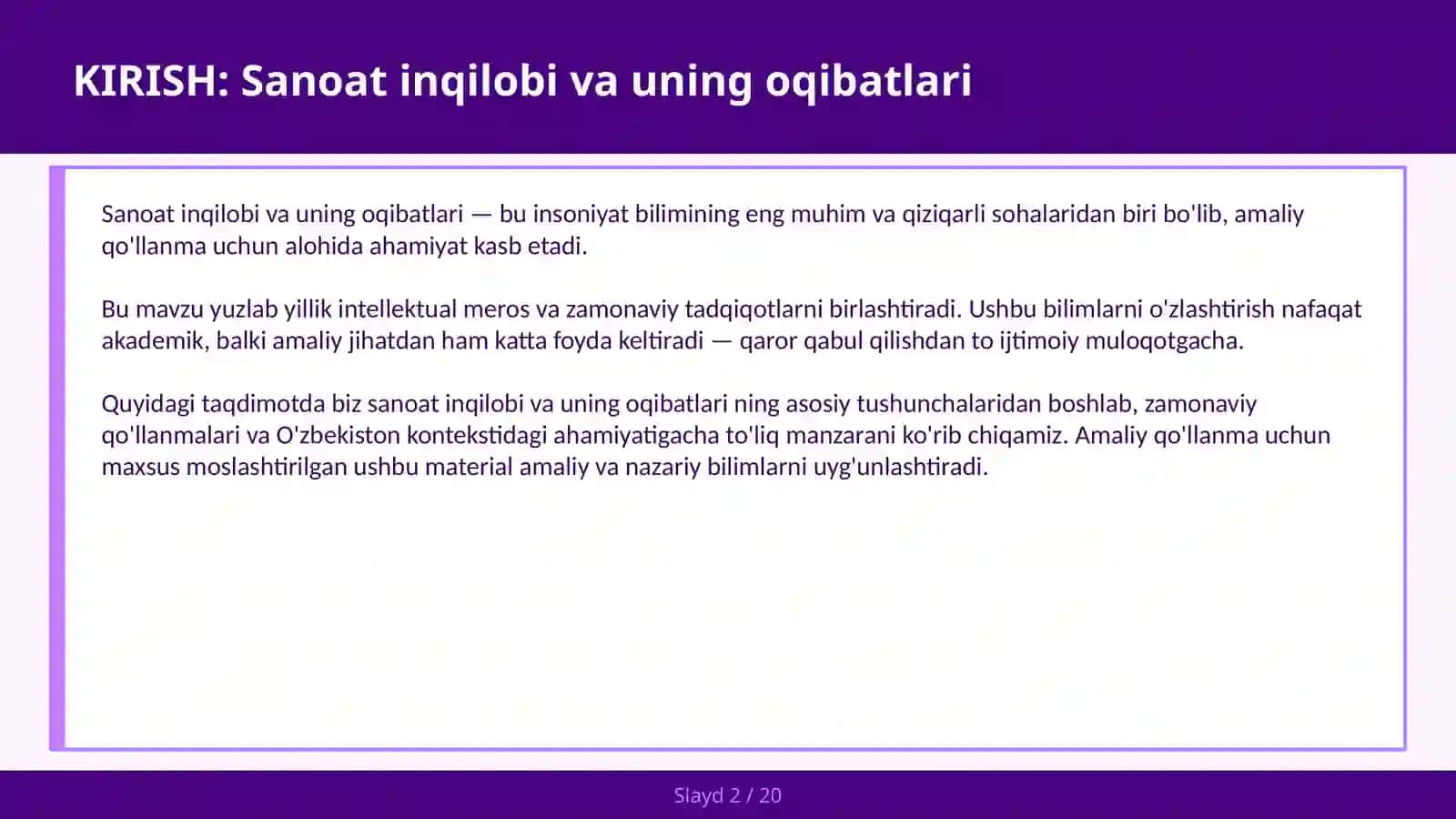 Sanoat inqilobi va uning oqibatlari 2