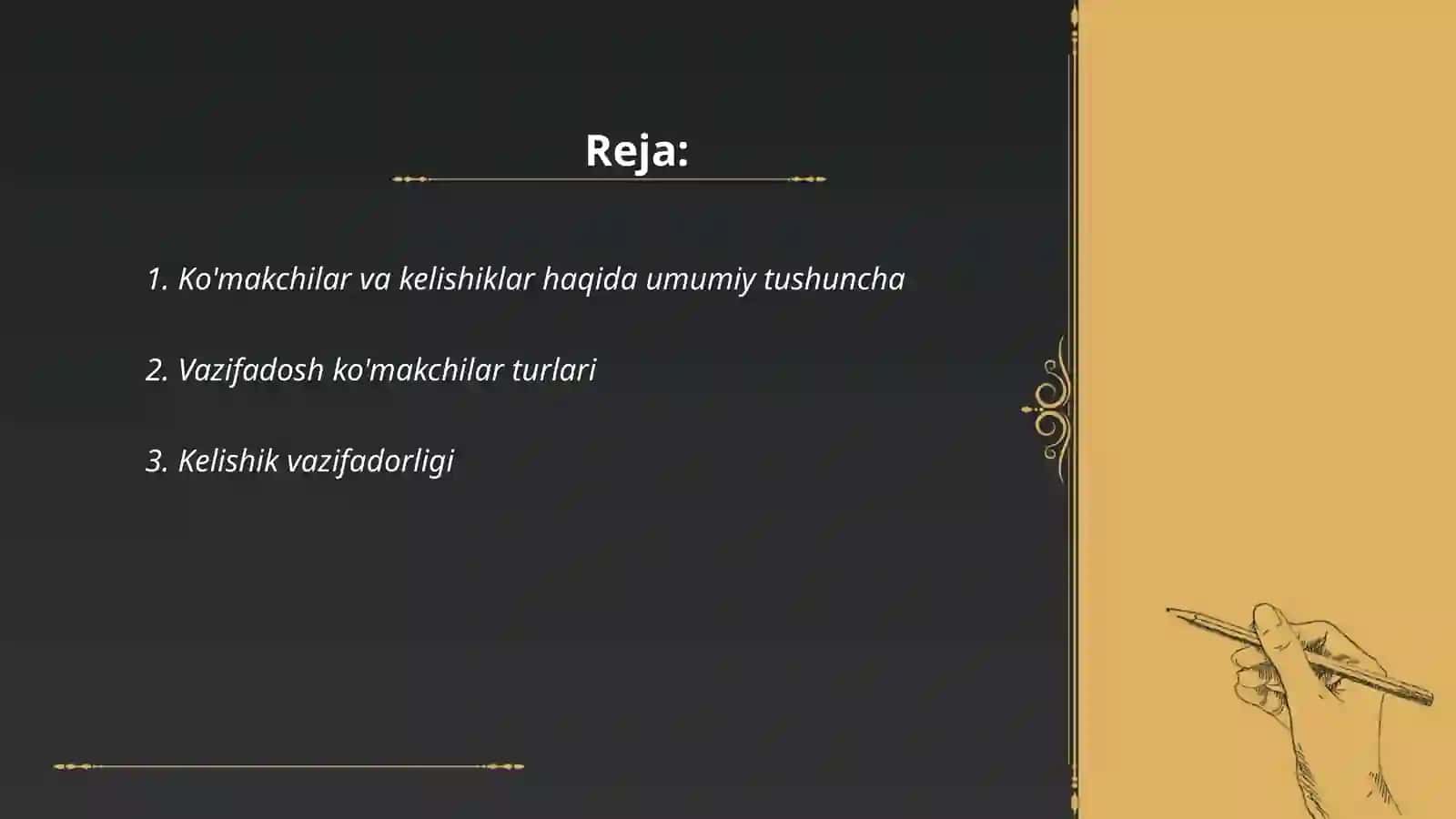 Ko'makchilar va kelishiklar vazifadoshligi 2