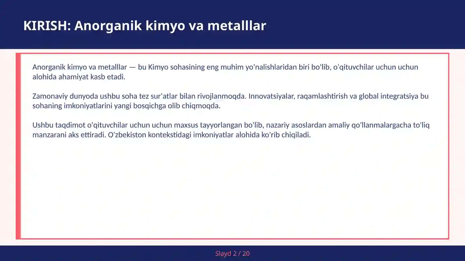 ANORGANIK KIMYO VA METALLLAR 2