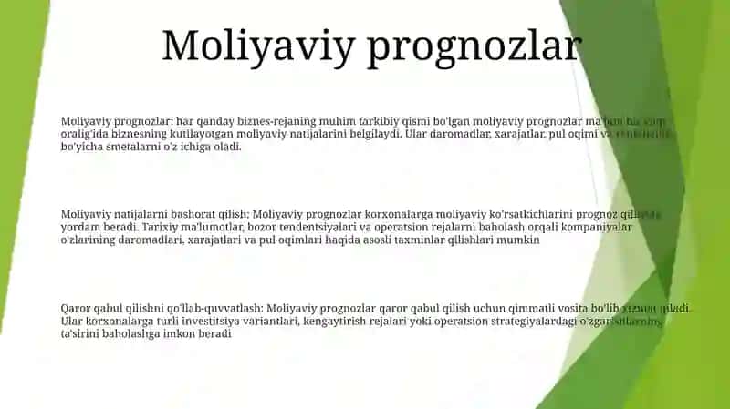 Moliyaviy prognozlar 2