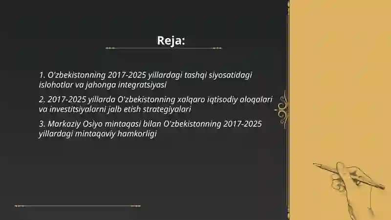 Jahon va O'zbekiston hamjamiyati (2017-2025) 2