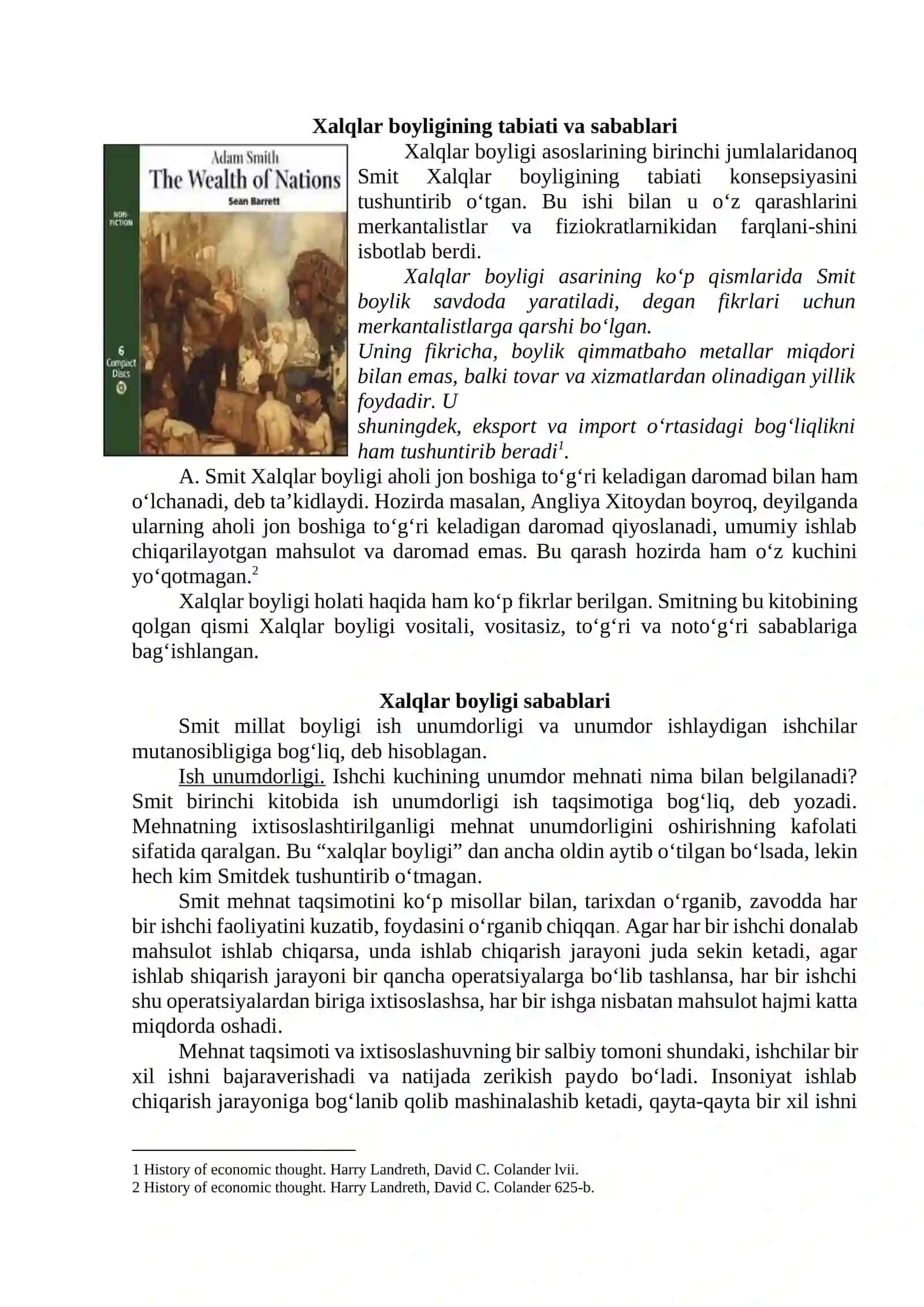 Adam Smitning iqtisodiy qarashlari 2