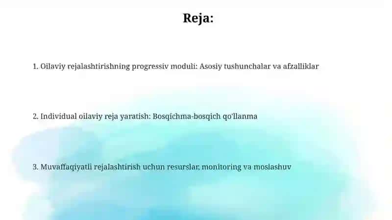 Oilaviy rejalashtirishning progressiv moduli 2