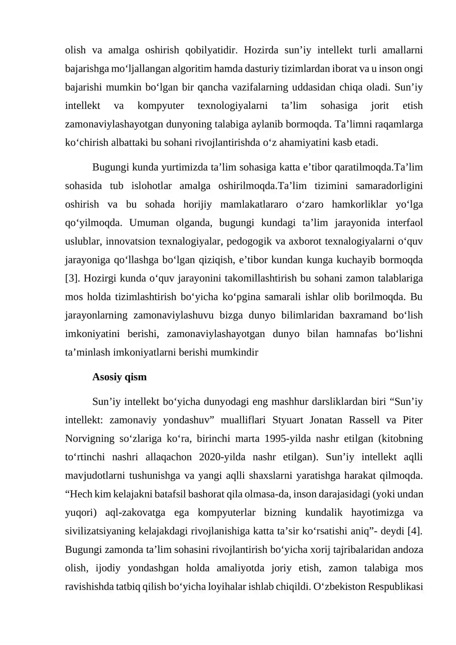 SUNʼIY INTELLEKT ALGORITMLARINING SAMARADORLIGINI OSHIRISH USULLARI 2