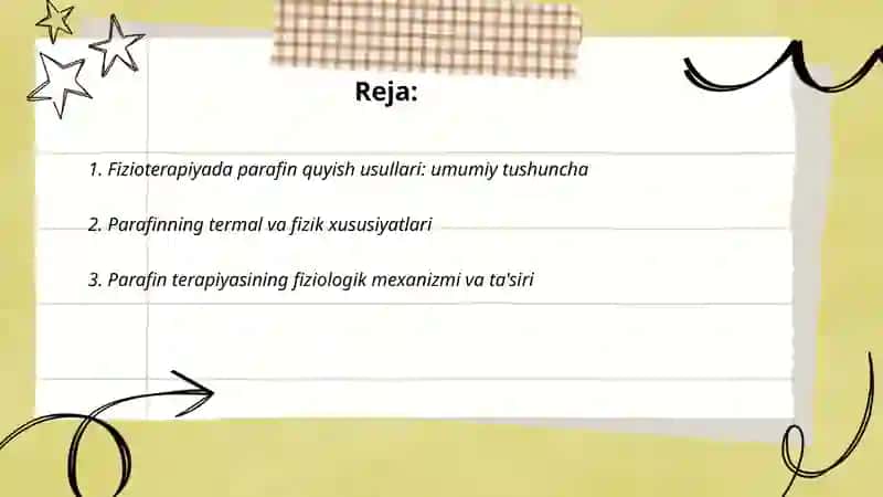 Fizioterapiya. Parafin quyish usullari 2