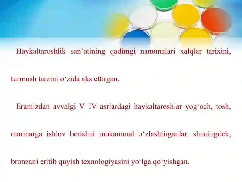 Kulolchilik va haykaltaroshlik ishlari haqida ma'lumot 2