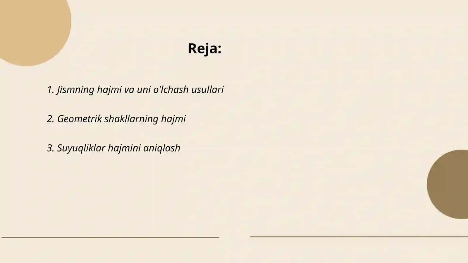 Jismning hajmi va uni o'lchash 2